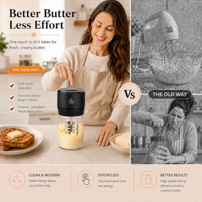 IFOLO One-Touch Electric Butter Churner with Borosilicate Jar - color: Clear