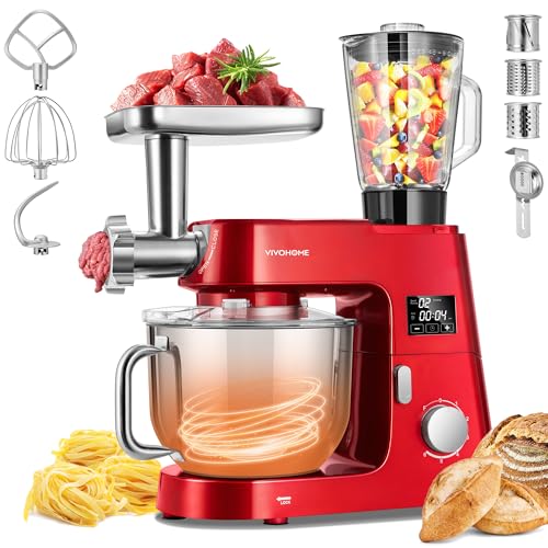 VIVOHOME 9-in-1 Stand Mixer with Fermentation & Timer, 7.5-Quart, Red - color: Red, size: 9-in-1