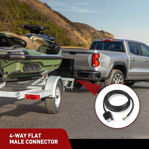 Nilight 4 Way Trailer Connector Wire 5 Feet - color: Male End Jacket Wiring Harness 5FT