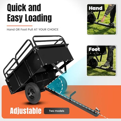 KUAFU Heavy Duty ATV/UTV Trailer Dump Cart Universal 750LBS 15 Cu.Ft Tow