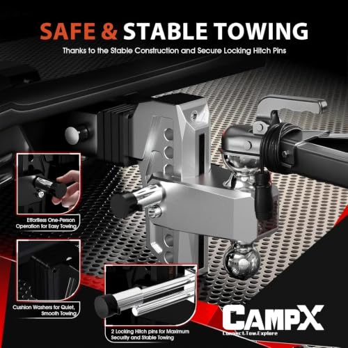 Adjustable Trailer Hitch Fits 2" Receiver 6-Inch Drop/Rise, Silver - color: 2 inch Receiver-Silver