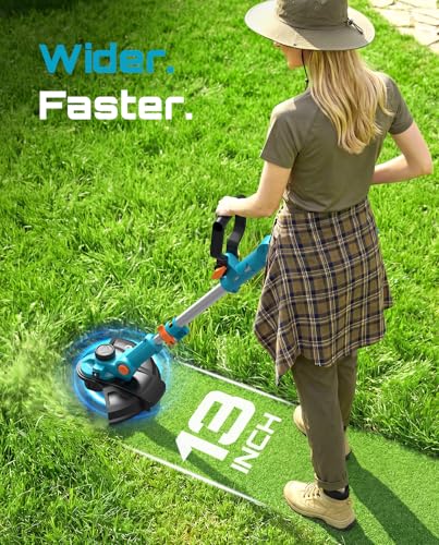 SEESII 13" String Trimmer Electric Weed Wacker with 2×4000mAh Batteries