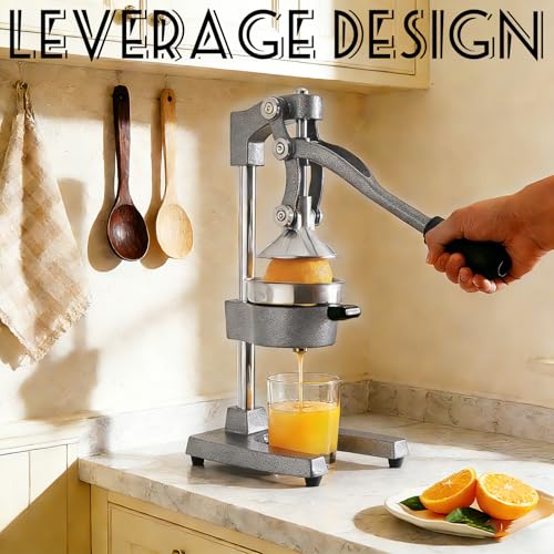Cast Iron Juicer Hand Press Heavy Duty, Orange Juicer - color: Gray