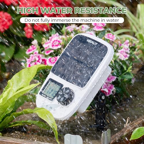 HIRALIY Solar Automatic Drip Irrigation System, Solar Powered Watering Device with Timer for Pots Plants, Drip Emitter Stake, with USB Port, for Indoor Irrigation Kit