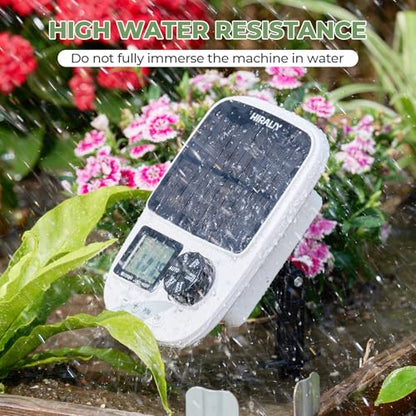 HIRALIY Solar Automatic Drip Irrigation System, Solar Powered Watering Device with Timer for Pots Plants, Drip Emitter Stake, with USB Port, for Indoor Irrigation Kit