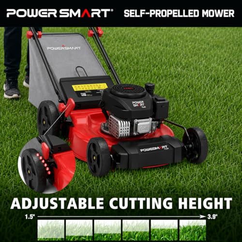 PowerSmart 21-Inch Gas Self-Propelled Lawn Mower - color: Black&Red