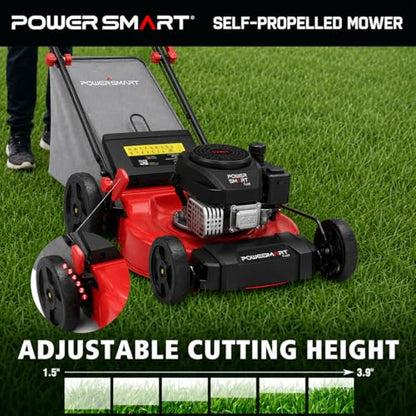 PowerSmart 21-Inch Gas Self-Propelled Lawn Mower - color: Black&Red