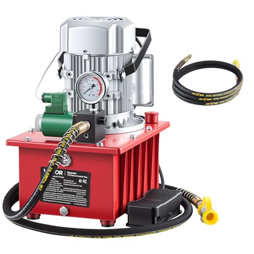 VEVOR Electric Driven Hydraulic Pump, 750W 10,000 PSI, 120V Single Acting Hydraulic Pump Power Pack Unit, Solenoid Valve with Pedal Switch, 2.1 Gal / 8L, for Punching, Bending, Single Acting Cylinders