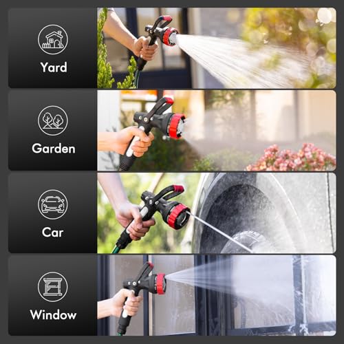 RESTMO Fireman Hose Nozzle Heavy Duty, Garden Hose Spray Nozzle for Outdoor - color: Red