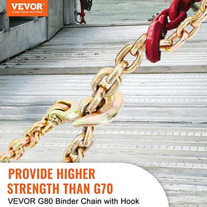 VEVOR Transport Binder Chain, 3/8''x20' Tow Chain with Grab Hooks 7100lbs - size: 3/8 Inch, style: 1 Pack