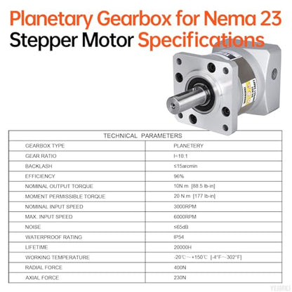 Ratio 10:1 Planetary Gearbox for Nema 23 Stepper Motor 60-74mm