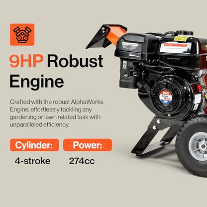SuperHandy 9HP Gas Wood Chipper, 4-Inch Capacity, Reversible Blades
