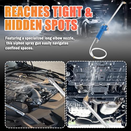 Elbow Air Cleaning Gun for Car Detailing & 3.93Ft Hose,High Pressure Pneumatic Air Spray Gun for Detail Dust Cleaning,Siphon Spray Car Engine Cleanings Guns for Narrow Space