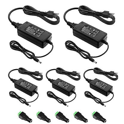 ALITOVE DC 12V 5A Power Supply Adapter 60W 12 Volt Transformer 5Amp 4A 3A - size: 5 Pack