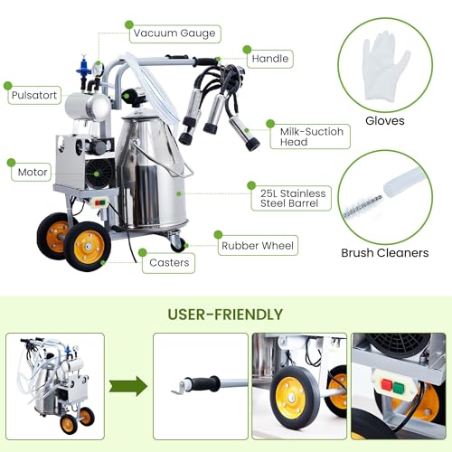 Cow Milking Machine Portable, 55KPA 15000 RPM Electric Milker Machine