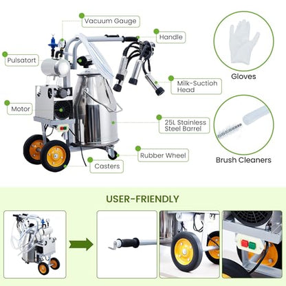 Cow Milking Machine Portable, 55KPA 15000 RPM Electric Milker Machine