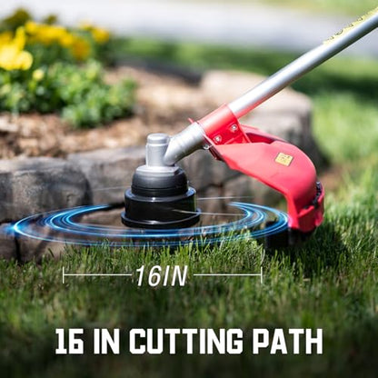 PowerSmart 25.4cc Gas Weed Wacker, 2-in-1 String Trimmer/Edger 16-Inch with 10-Inch Brush Cutter for Grass Cutting, 2025 Version