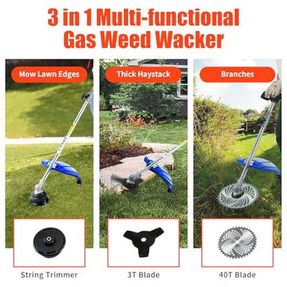 5 in 1 Gas Hedge Trimmer Weed Eater 41.5cc 2-Stroke Multi-Function Tools - color: Blue
