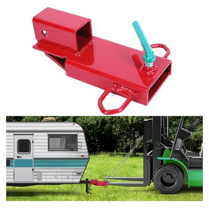 ECOTRIC Clamp On Forklift Trailer Hitch Pallet Fork Towing Hitch 3000 LBS | Capacity 2" Receiver Attachment Adapter Insert