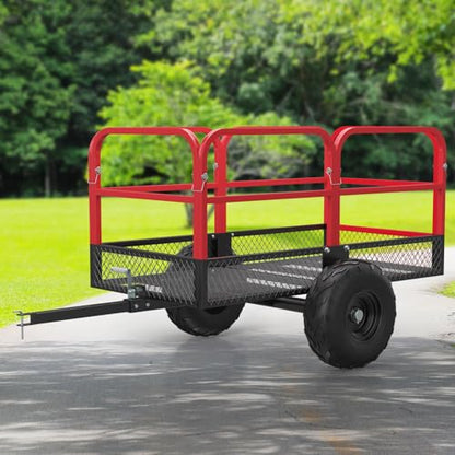 1700lb Heavy Duty Utility Dump Cart Trailer – 17 Cu.Ft Iron Mesh Tow Behind Cargo Trailer – Removable Sides & Tailgate – for ATV, UTV, Lawn Tractors, Garden Use – Specification: 1700 lb Iron - size: Style B
