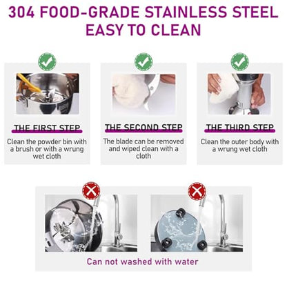 2000g Grain Mill, 304 Stainless Steel Spice Grinder, 3600W High-speed Commercial Flour Mill, Superfine Flour Mill Grinder for Home, Grain Mill for Flour - size: 2000g