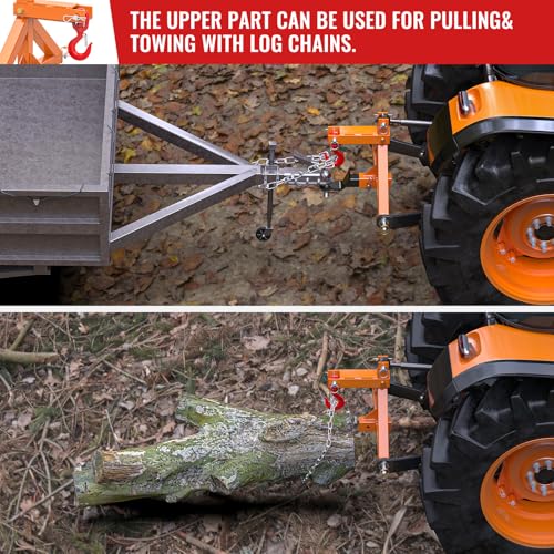 3 Point Trailer Hitch 2” Receiver Quick Hitch Compatible with Cat 1 Tractor - color: Orange