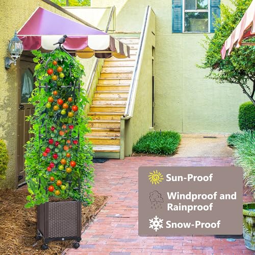 Sunnyglade 2 Pcs 44" Raised Garden Bed Planter Box with Trellis Tomato Cage