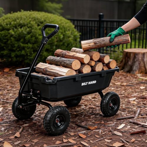 BILT HARD 900 lb 5 Cu. Ft. Poly Dump Cart with 10 in All-Terrain Tires