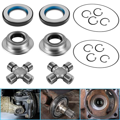 Front Axle Vaccum Knuckle Seal & Hub O-Ring & Dust Seals Kit With Driveshaft U-Joint Fit For Ford F250 F350 Super Duty With Dana Super 60 (2005 to 2019) - size: Driveshaft U-Joint & Front Axle Bearing Kit