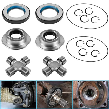 Front Axle Vaccum Knuckle Seal & Hub O-Ring & Dust Seals Kit With Driveshaft U-Joint Fit For Ford F250 F350 Super Duty With Dana Super 60 (2005 to 2019) - size: Driveshaft U-Joint & Front Axle Bearing Kit