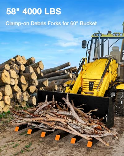 Heavy Duty Clamp-On Debris Forks for 60" Tractor Bucket Capacity Pallet