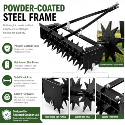 35-Inch Pull Behind Aerator, 8 Star Tines, 2.5-Inch Soil Depth