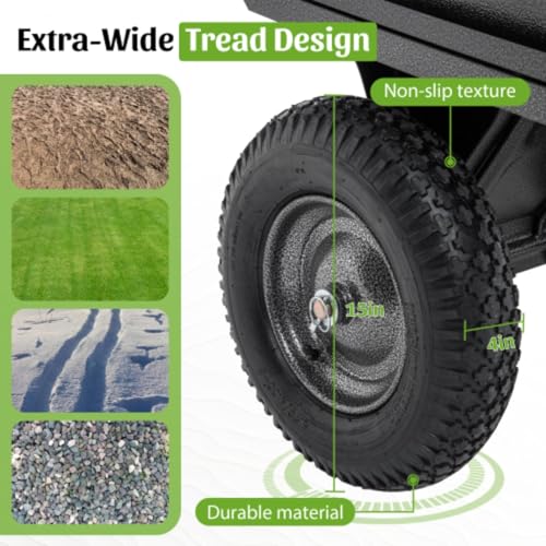 600 LBS Utility Trailer, 17 Cubic Feet Heavy Duty Steel Dump Cart Garden Trailer with Removable Sides,Hand Pull or Foot Pedal Garden Dump Cart for ATV, UTV, Lawn Mowers and Tractors