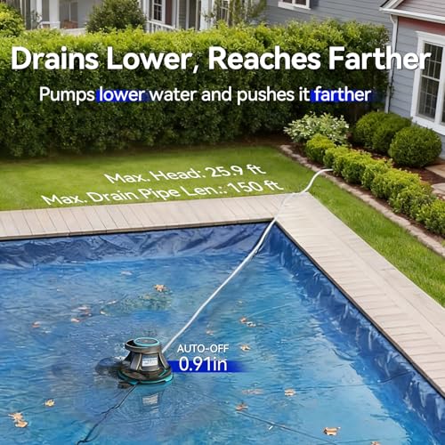 Aquastrong 2774 GPH Pool Cover Pump Automatic On Off, 1/3 HP, 115V - color: Blue & Black