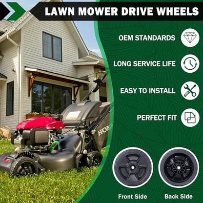 CheeMuii 2PCS 8" HRN216 Lawn Mower Front Wheels Replace for 44710-VR8-N00ZA | 8 Inch Lawn Mower Front Drive Wheel Compatible with Honda HRN216 Lawn Mower Replace for 44710-VR8-N00ZA Push Mower Wheel - color: Black-8IN-2FRONT(HRN216)