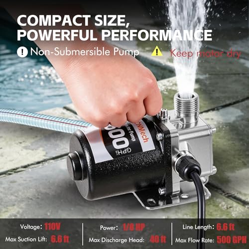 FMCNMech Water Transfer Pump, 110V Utility Pump, 500 GPH - color: Water Pump Without Switch