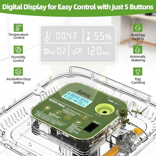 12 Egg Incubator for Hatching Eggs with Automatic Turning, Temperature & Humidity Display, Egg Candler, and Hatch Day Alert - Ideal for Chicken, Duck, and Quail Eggs