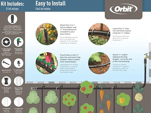 Orbit 67527 58-Piece Garden Box Drip Irrigation Soaker Watering Kit - style: Without Timer
