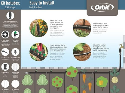 Orbit 67527 58-Piece Garden Box Drip Irrigation Soaker Watering Kit - style: Without Timer