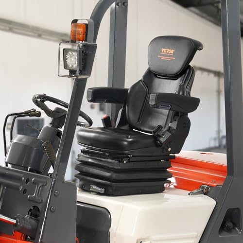 VEVOR Universal Forklift Seat, Tractor Seat with Armrest & Adjustable Back - style: High Suspension