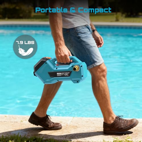 SEESII Cordless Transfer Pump for Water/Diesel, 760GPH & 65FT Lift, 2×4.0Ah