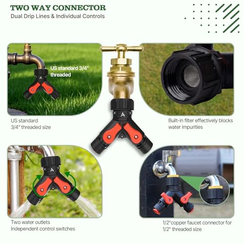 Anleolife 100FT Drip Irrigation Kit, All-in-One Quick-Connect System - style: 100FT Complete Kit