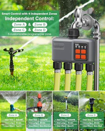 WiFi Sprinkler Timer 4 Zone, WiFi Smart Water Timer for Garden Hose - style: 4 Zone