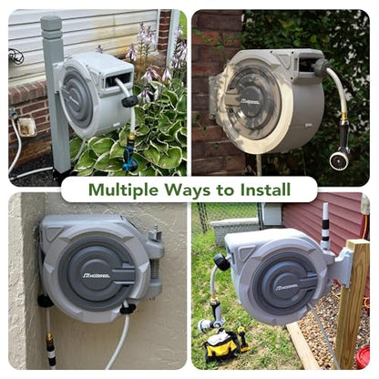 Retractable Garden Hose Reel 1/2" x 110ft - size: 1/2" 110 FT Hose & Reel