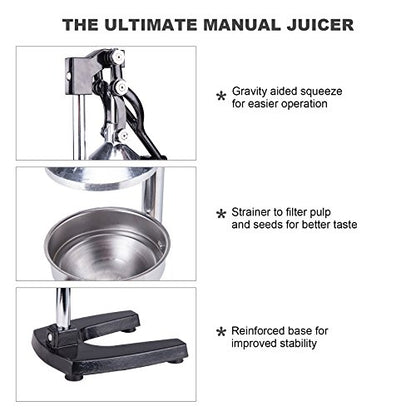 CO-Z Professional Manual Citrus Juicer Pomegranate Orange Lemon Juicer with Steel Lever for Home, Restaurant, Bar (Black Steel) - color: Black Steel