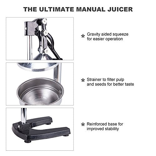 CO-Z Professional Manual Citrus Juicer Pomegranate Orange Lemon Juicer with Steel Lever for Home, Restaurant, Bar (Black Steel) - color: Black Steel