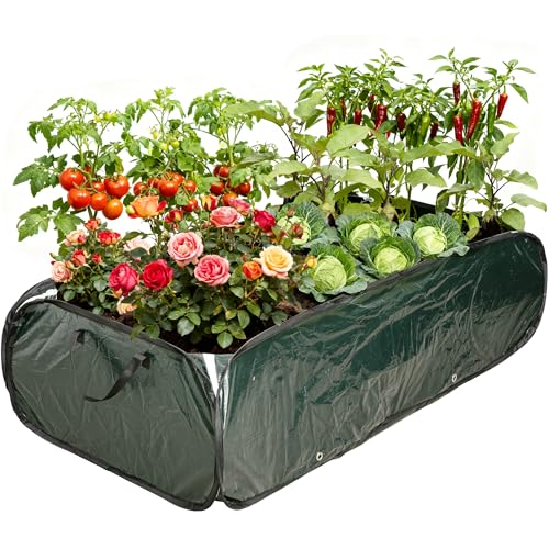 EBaokuup 47 x 24 x 12 Inch PE Pop-up Rectangular Planting Bag, Wire Support Rectangle Plant Growing Bag, UV Protected Rectangular Planter Bed for Garden Vegetable Flowers Fruit