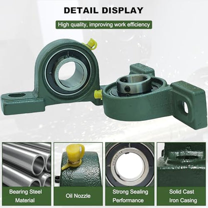 2 Pack UCP205-16 Pillow Block Mounted Ball Bearing - 1" Bore - Solid Cast Iron Base - Self Aligning - style: UCP205-16