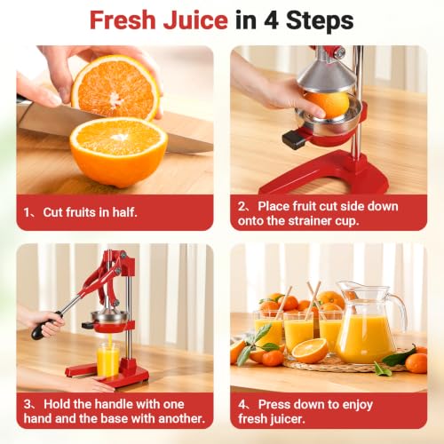 Red Cast Iron Juicer for Bartenders & Health Enthusiasts - color: red