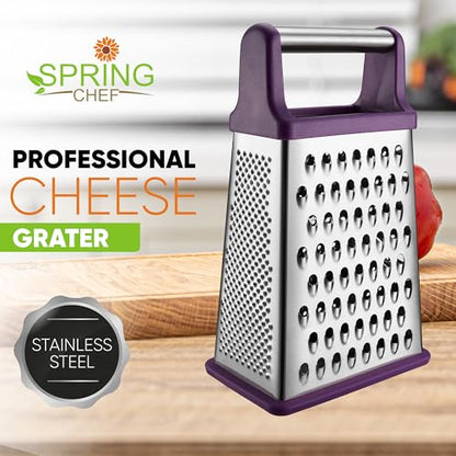 Spring Chef Stainless Steel XL Cheese Grater for Kitchen, Purple - color: Purple